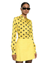 Charmeuse shirt with all-over DG logo print - | Dolce & Gabbana