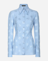 Silk jacquard shirt with all-over DG logo - | Dolce & Gabbana