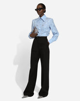 Silk jacquard shirt with all-over DG logo - | Dolce & Gabbana