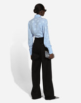 Silk jacquard shirt with all-over DG logo - | Dolce & Gabbana