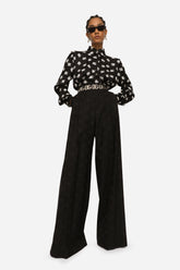 Charmeuse shirt with all-over DG logo print - | Dolce & Gabbana