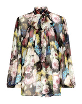 Chiffon shirt with nocturnal flower print - | Dolce & Gabbana