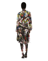 Chiffon shirt with nocturnal flower print - | Dolce & Gabbana