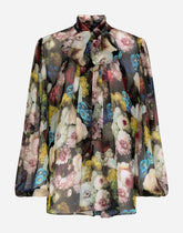 Chiffon shirt with nocturnal flower print - | Dolce & Gabbana