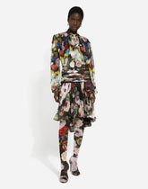 Chiffon shirt with nocturnal flower print - | Dolce & Gabbana