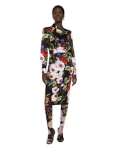 Satin shirt with rose garden print - | Dolce & Gabbana