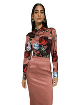 Satin shirt with vintage rose print - | Dolce & Gabbana