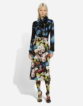 Light satin shirt with bluebell print - | Dolce & Gabbana