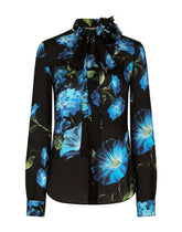 Light satin shirt with bluebell print - | Dolce & Gabbana
