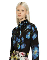 Light satin shirt with bluebell print - | Dolce & Gabbana