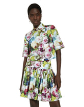 Short cotton shirt with nocturnal flower print - | Dolce & Gabbana