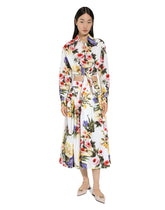 Cotton pussy-bow shirt with garden print - | Dolce & Gabbana