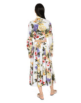 Cotton pussy-bow shirt with garden print - | Dolce & Gabbana