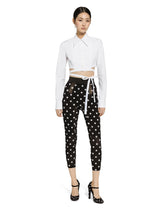 Cropped cotton shirt with criss-crossing laces - | Dolce & Gabbana