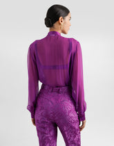 Silk chiffon shirt with pussy-bow - | Dolce & Gabbana