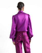 Satin shirt with bow - | Dolce & Gabbana