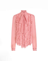Chiffon pussy-bow shirt with ruches - | Dolce & Gabbana