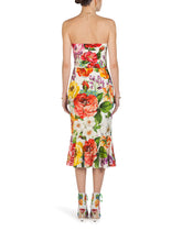 Bandeau floral dress with frill - | Dolce & Gabbana