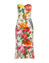 Bandeau floral dress with frill - | Dolce & Gabbana