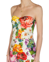 Bandeau floral dress with frill - | Dolce & Gabbana