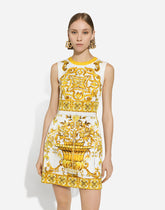 Short Majolica-print brocade dress - | Dolce & Gabbana