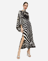 Long zebra-print charmeuse dress - | Dolce & Gabbana