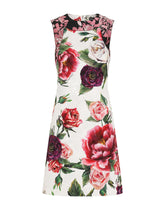 Dolce & Gabbana Sleeveless Dress In Brocade Fabric With Peonies Print - | Dolce & Gabbana