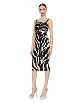 Zebra-print cady calf-length dress with draping - | Dolce & Gabbana