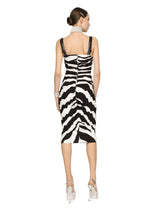 Zebra-print cady calf-length dress with draping - | Dolce & Gabbana