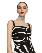 Zebra-print cady calf-length dress with draping - | Dolce & Gabbana