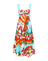 Carretto-print poplin calf-length dress - | Dolce & Gabbana