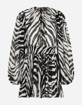 Short zebra-print chiffon dress - | Dolce & Gabbana