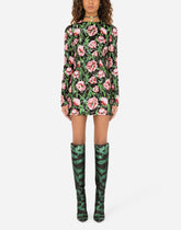 Short dress with sequined tulip embellishment - | Dolce & Gabbana
