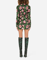 Short dress with sequined tulip embellishment - | Dolce & Gabbana