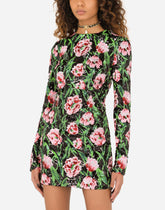 Short dress with sequined tulip embellishment - | Dolce & Gabbana