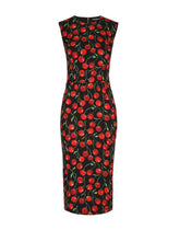 Cherry-print charmeuse midi dress - | Dolce & Gabbana