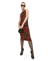 Cherry-print charmeuse midi dress - | Dolce & Gabbana