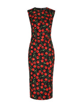 Cherry-print charmeuse midi dress - | Dolce & Gabbana