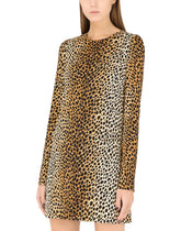 Short charmeuse dress with ocelot print - | Dolce & Gabbana