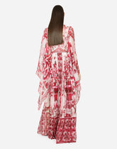 Long majolica-print chiffon dress - | Dolce & Gabbana