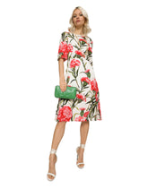 Carnation-print charmeuse midi dress - | Dolce & Gabbana