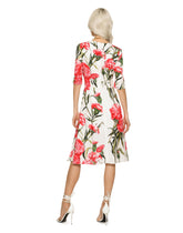 Carnation-print charmeuse midi dress - | Dolce & Gabbana