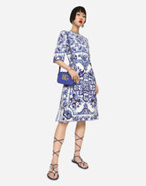 Majolica-print silk charmeuse midi dress - | Dolce & Gabbana