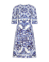 Majolica-print silk charmeuse midi dress - | Dolce & Gabbana