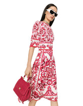 Majolica-print silk charmeuse midi dress - | Dolce & Gabbana