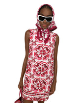 Short majolica-print brocade dress - | Dolce & Gabbana