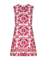 Short majolica-print brocade dress - | Dolce & Gabbana