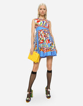 Short Carretto-print poplin dress - | Dolce & Gabbana