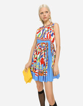 Short Carretto-print poplin dress - | Dolce & Gabbana