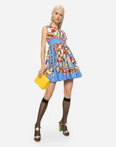 Short Carretto-print poplin dress - | Dolce & Gabbana